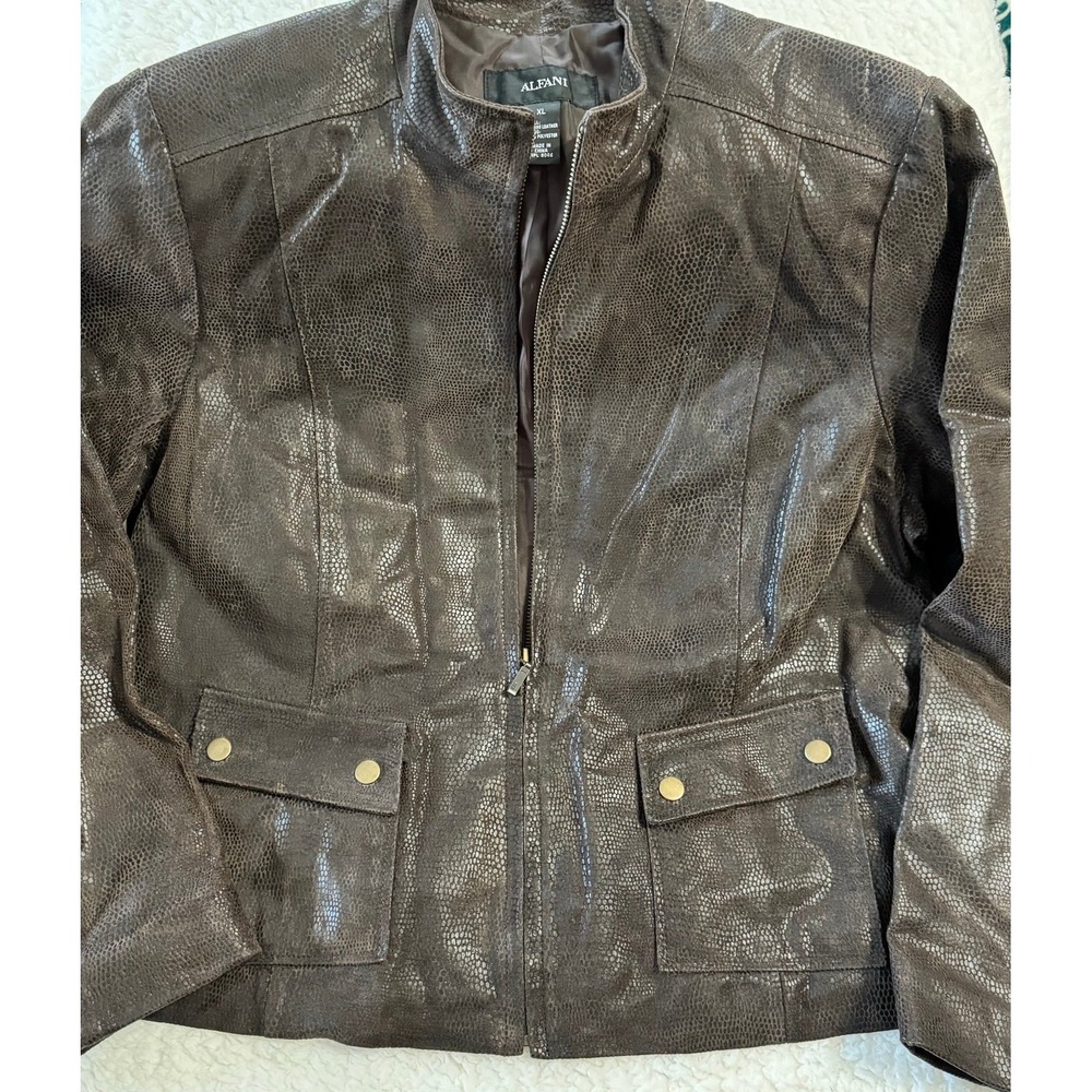 Women's Leather Alfani Snakeskin‎ Texture size XL Jacket